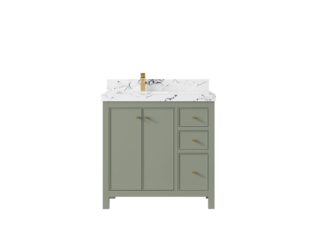 Chicago 36 in. W x 22 in. D Left Offset Sink Bathroom Vanity