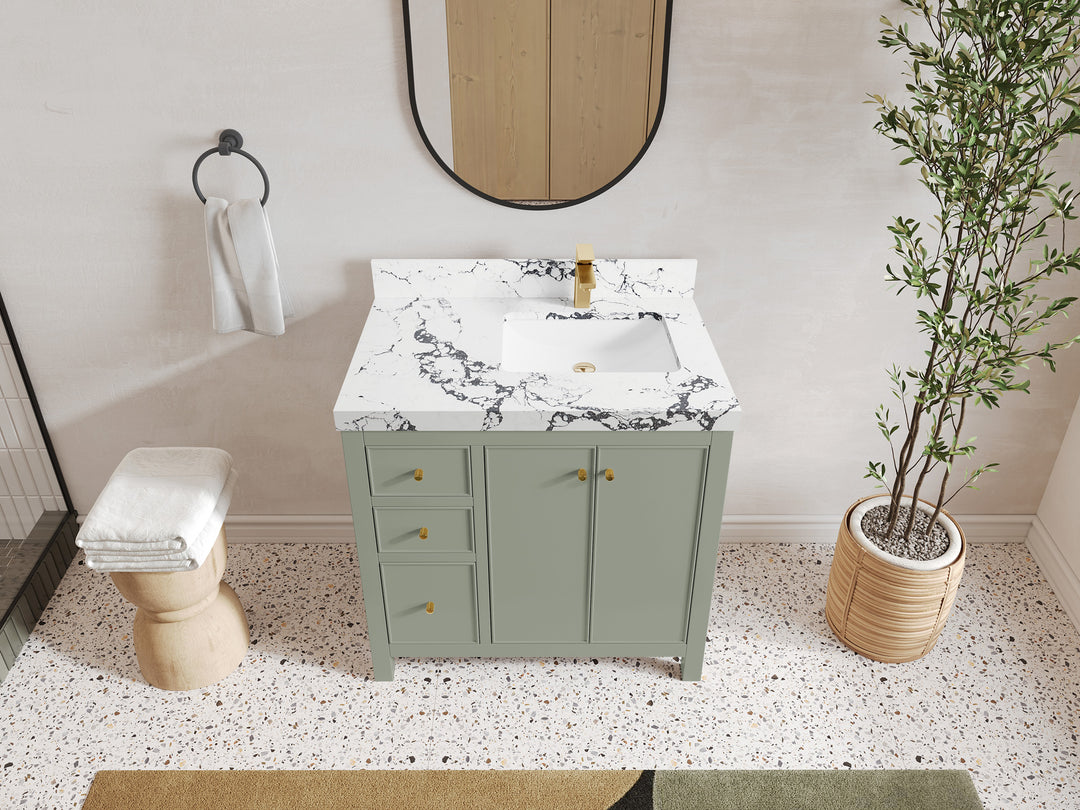 Chicago 36 in. W x 22 in. D Right Offset Sink Bathroom Vanity