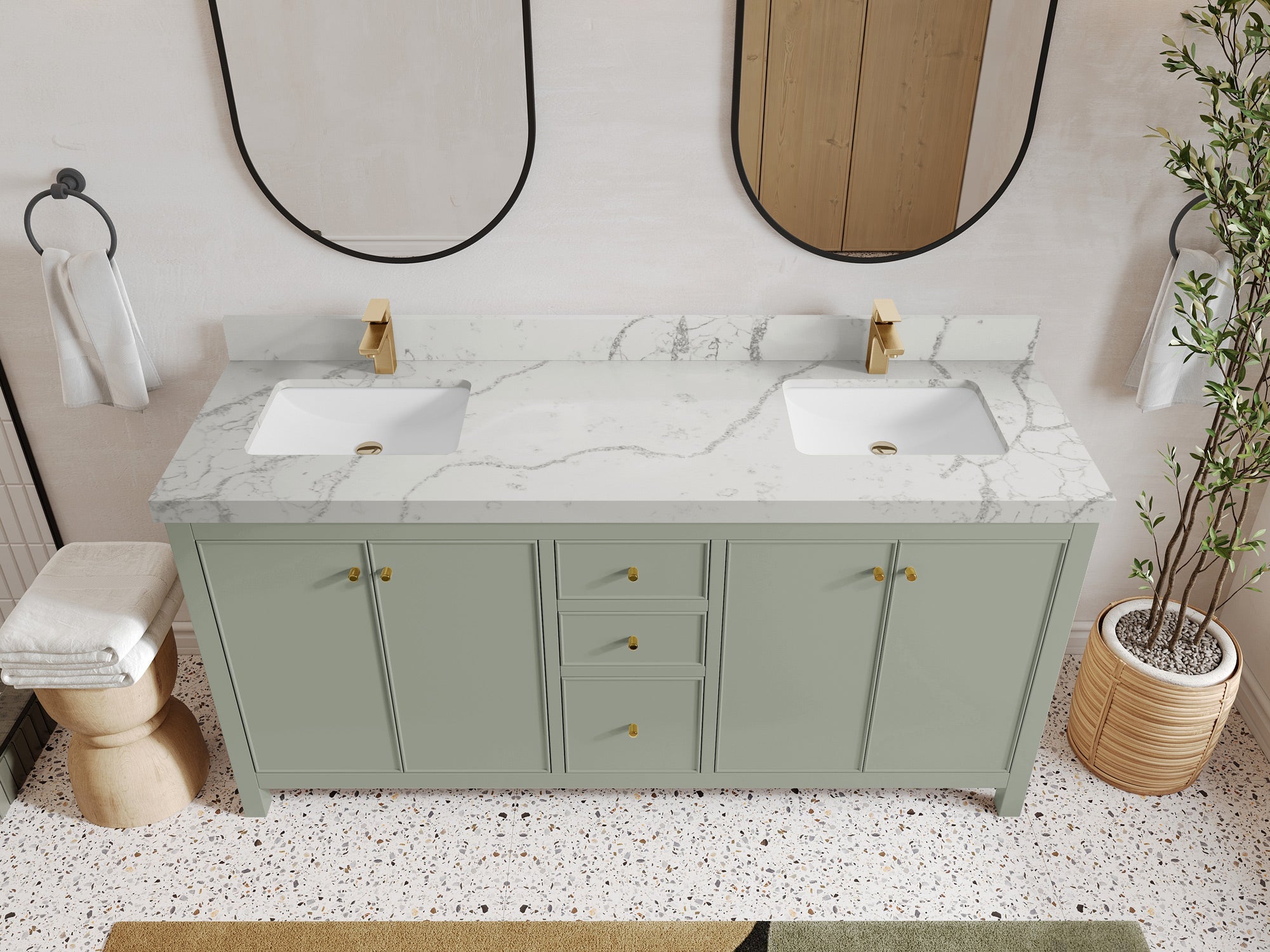 Chicago 72 in. W x 22 in. D Double Sink Bathroom Vanity