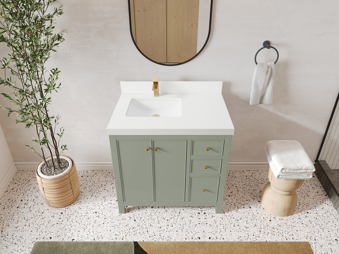Chicago 36 in. W x 22 in. D Left Offset Sink Bathroom Vanity