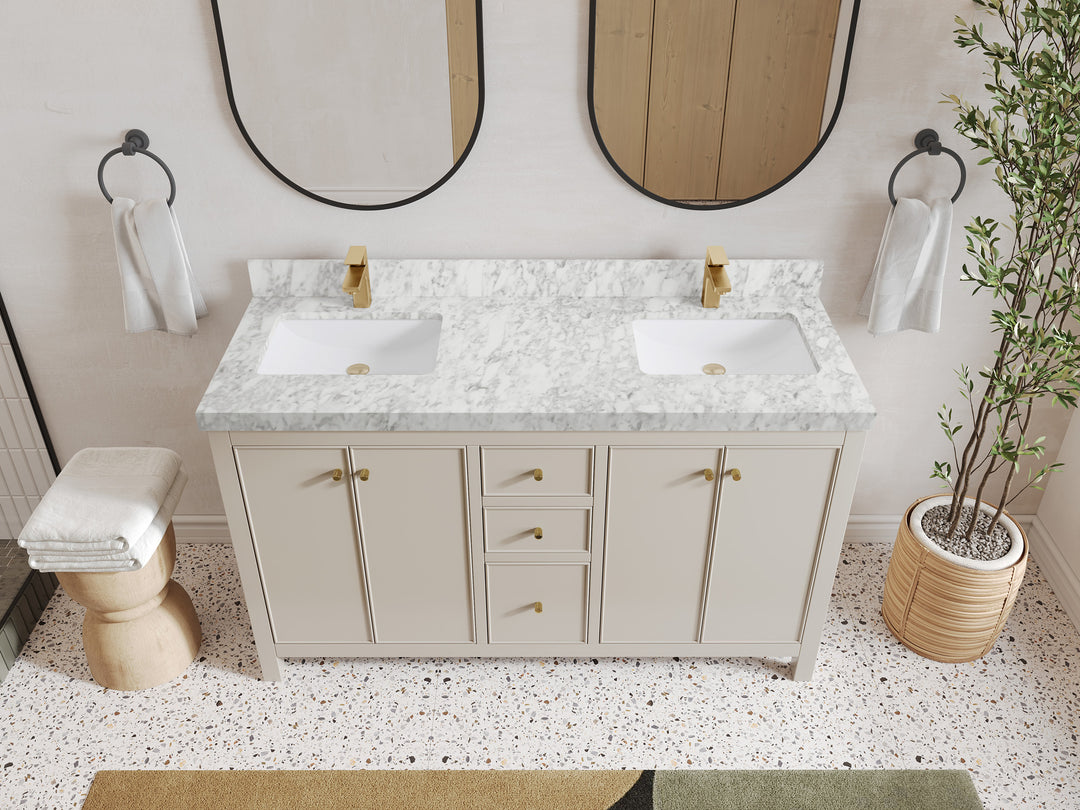 Chicago 60 in. W x 22 in. D Double Sink Bathroom Vanity