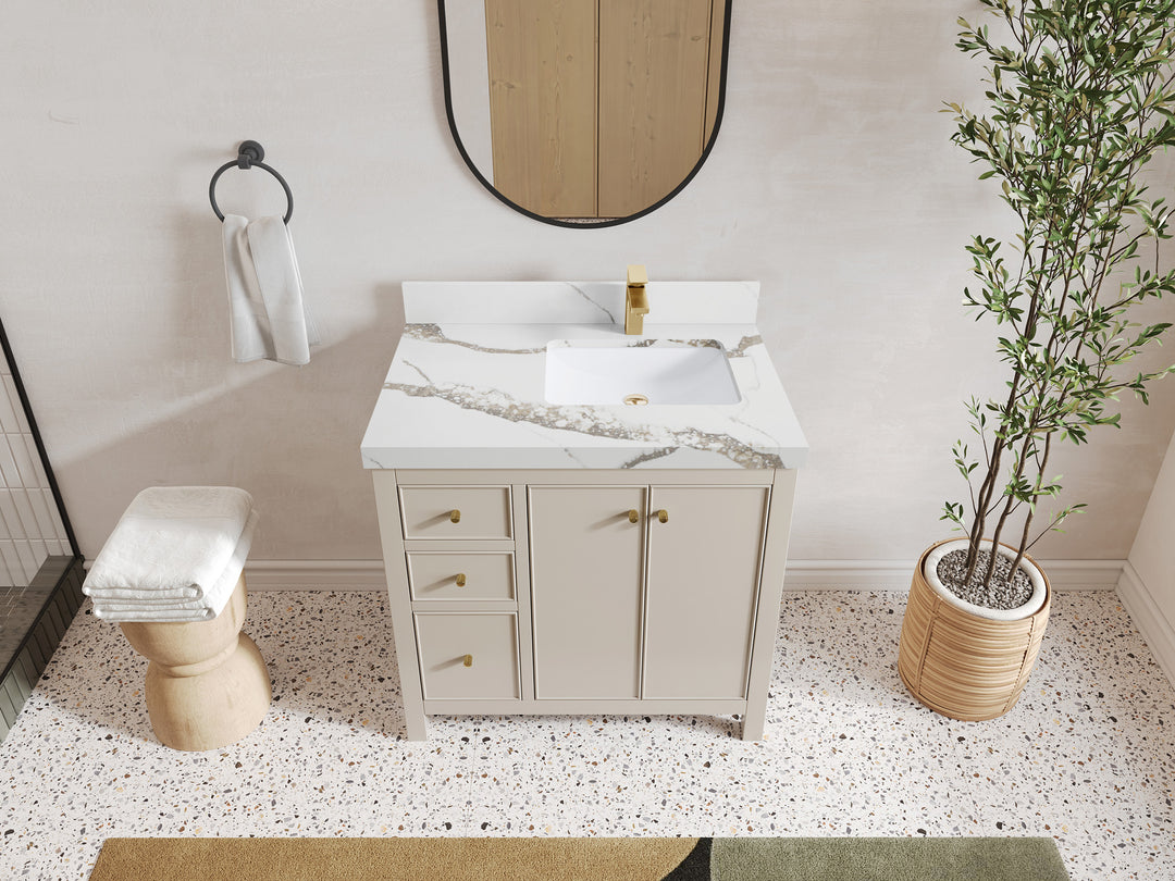 Chicago 36 in. W x 22 in. D Right Offset Sink Bathroom Vanity