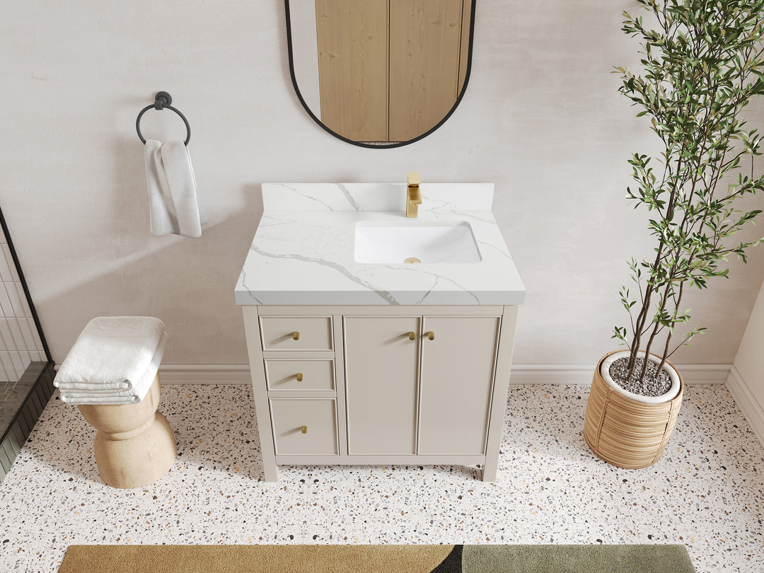 Chicago 36 in. W x 22 in. D Right Offset Sink Bathroom Vanity