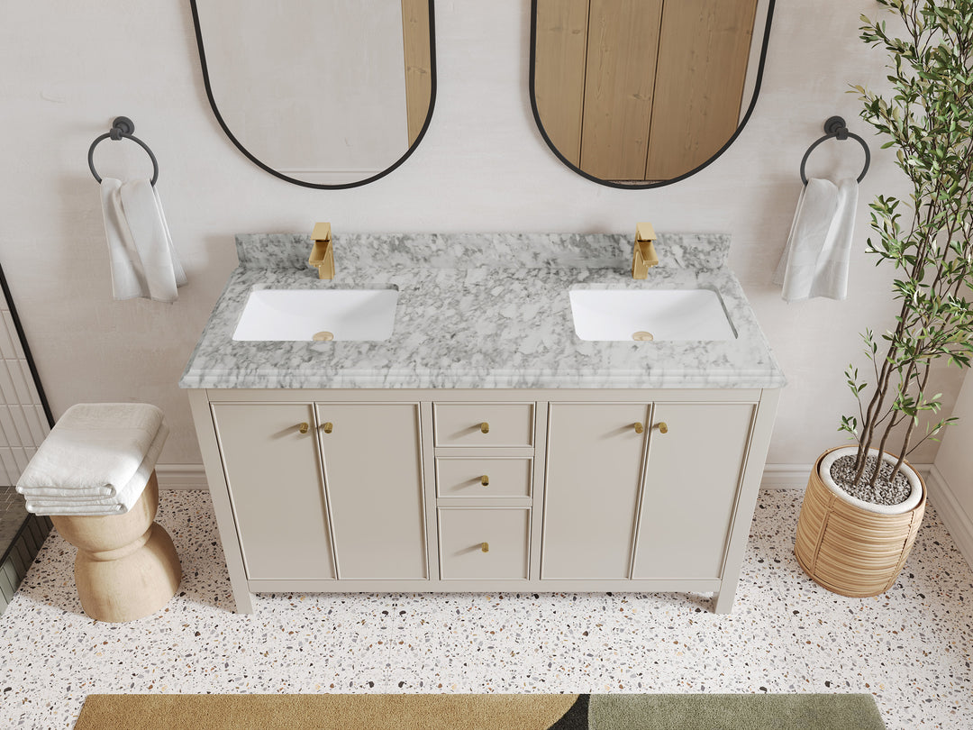 Chicago 60 in. W x 22 in. D Double Sink Bathroom Vanity