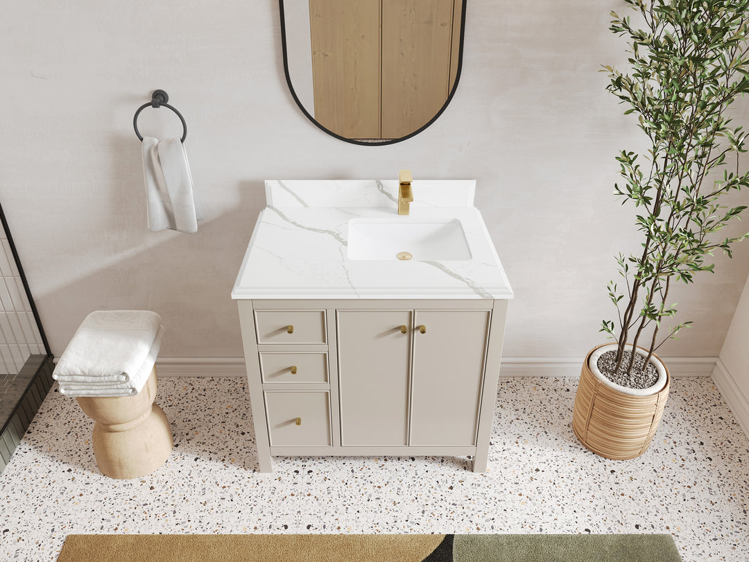 Chicago 36 in. W x 22 in. D Right Offset Sink Bathroom Vanity