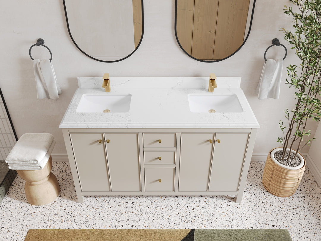 Chicago 60 in. W x 22 in. D Double Sink Bathroom Vanity