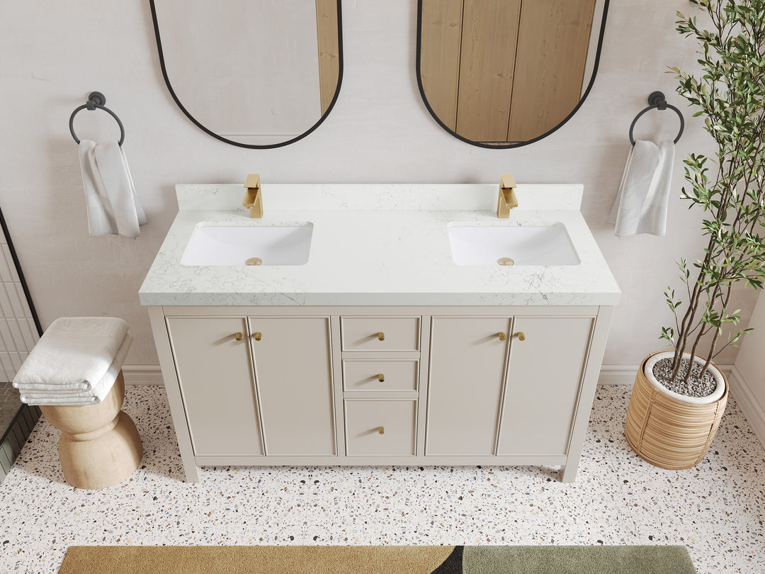 Chicago 60 in. W x 22 in. D Double Sink Bathroom Vanity