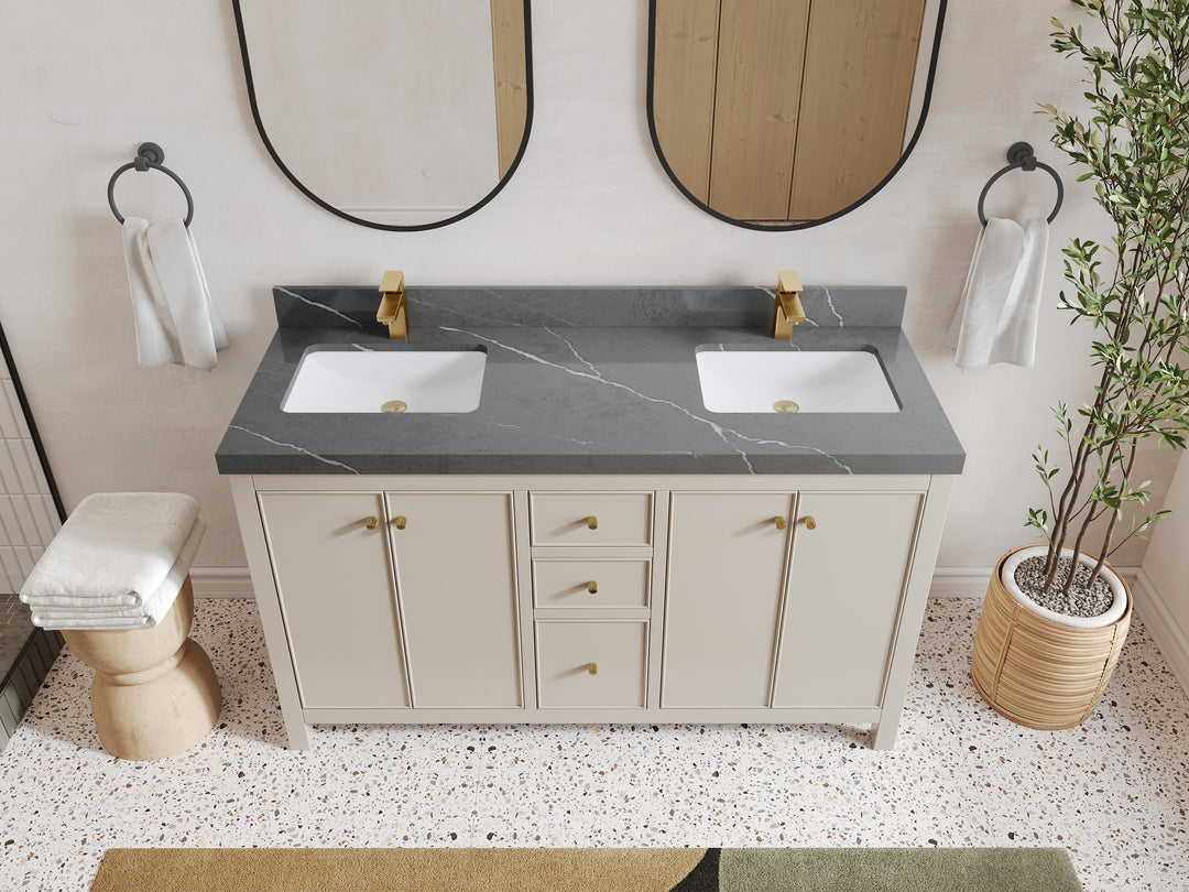 Chicago 60 in. W x 22 in. D Double Sink Bathroom Vanity