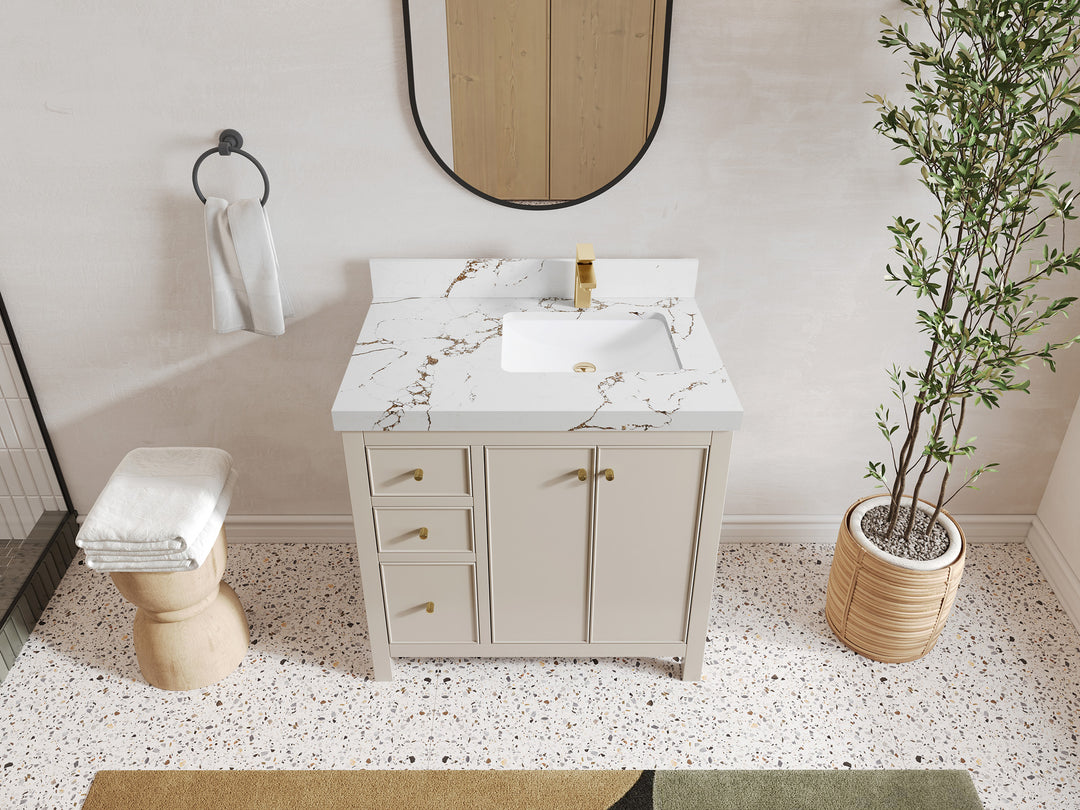 Chicago 36 in. W x 22 in. D Right Offset Sink Bathroom Vanity