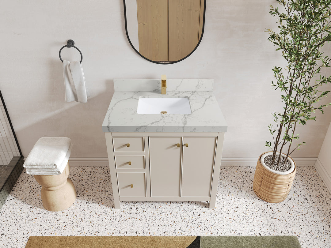 Chicago 36 in. W x 22 in. D Center Sink Bathroom Vanity