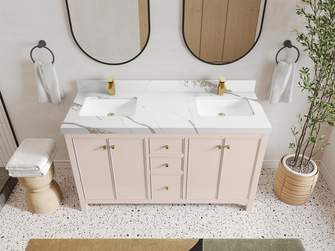 Chicago 60 in. W x 22 in. D Double Sink Bathroom Vanity