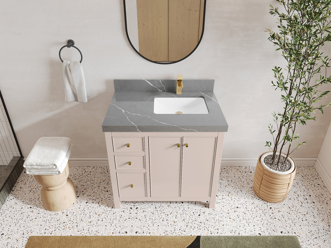Chicago 36 in. W x 22 in. D Right Offset Sink Bathroom Vanity