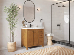 Chicago Veneer Teak 36 in. W x 22 in. D Center Sink Bathroom Vanity - photo 2