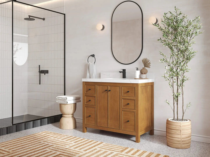 Chicago Veneer Teak 42 in. W x 22 in. D Single Sink Bathroom Vanity - photo 2
