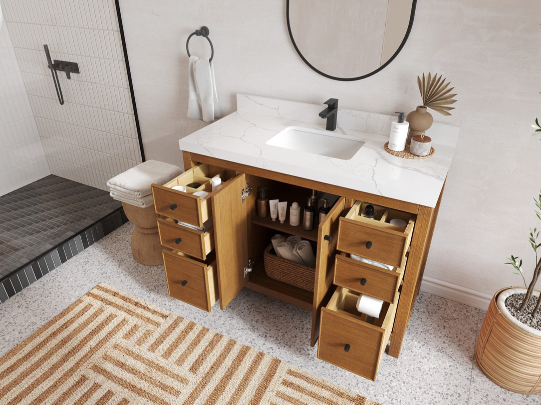 Chicago Veneer Teak 48 in. W x 22 in. D Single Sink Bathroom Vanity