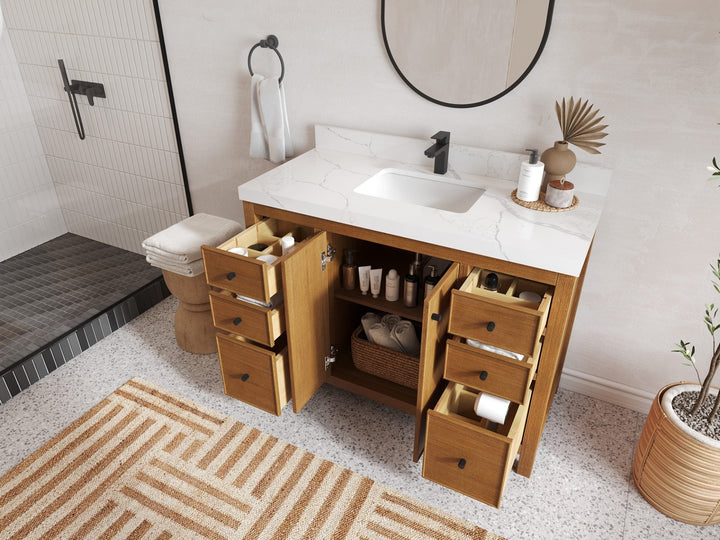 Chicago Veneer Teak 48 in. W x 22 in. D Single Sink Bathroom Vanity - photo 3