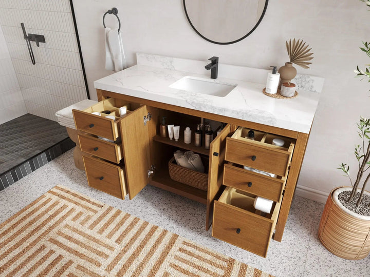 Chicago Veneer Teak 60 in. W x 22 in. D Single Sink Bathroom Vanity - photo 3