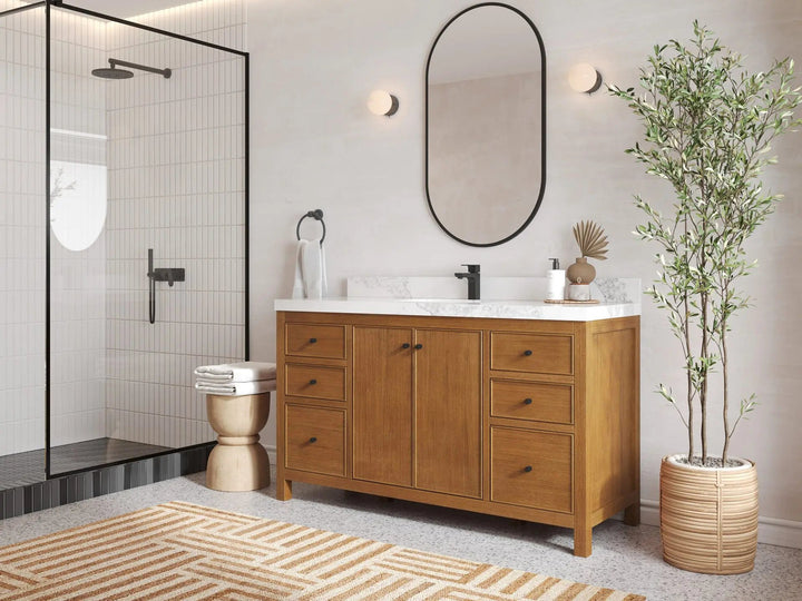 Chicago Veneer Teak 60 in. W x 22 in. D Single Sink Bathroom Vanity - photo 2