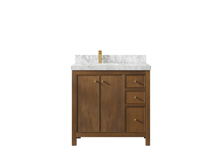 Chicago Teak 36 in. W x 22 in. D Left Offset Sink Bathroom Vanity - photo 11