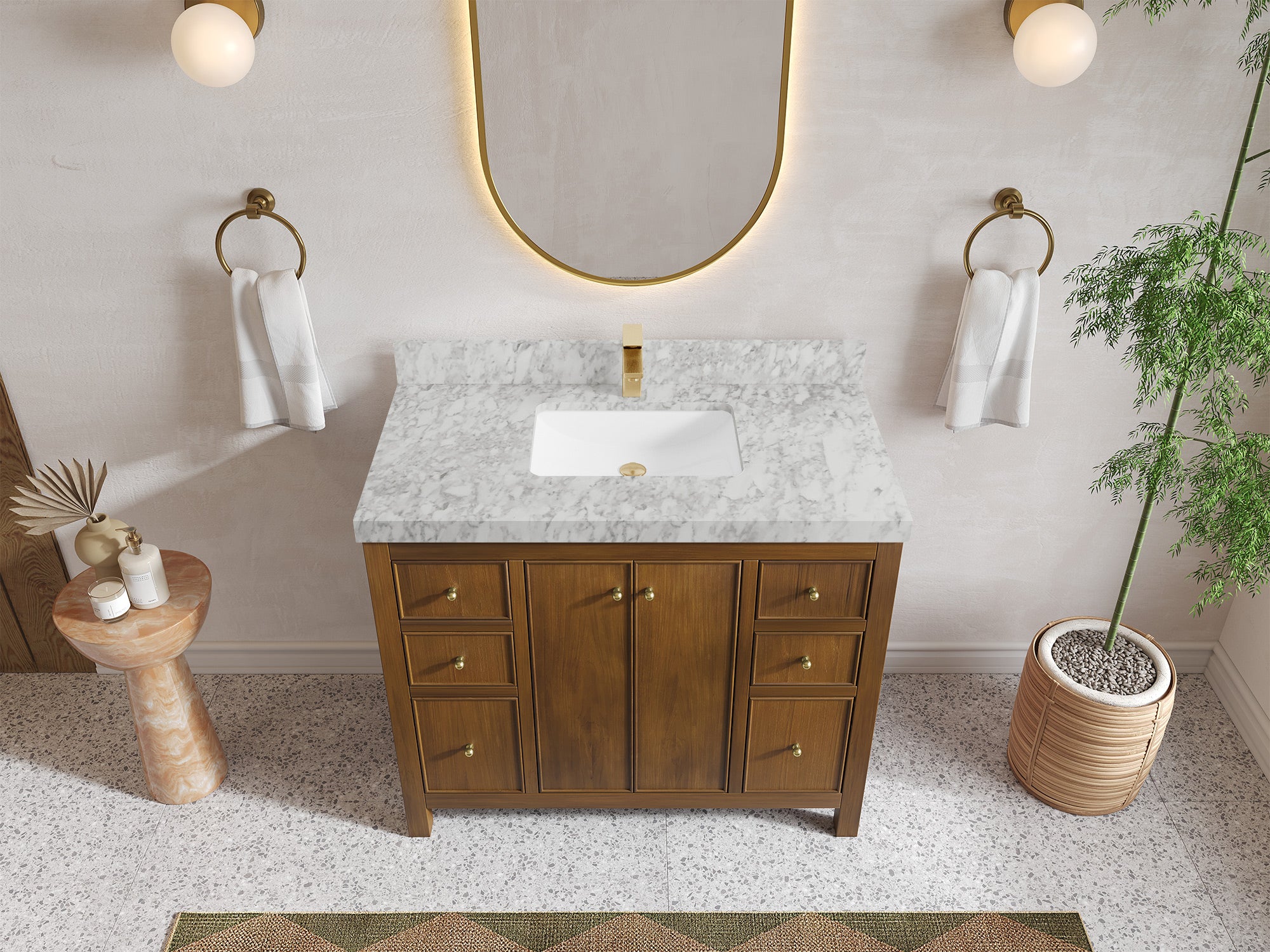 Chicago Teak 42 in. W x 22 in. D Single Sink Bathroom Vanity