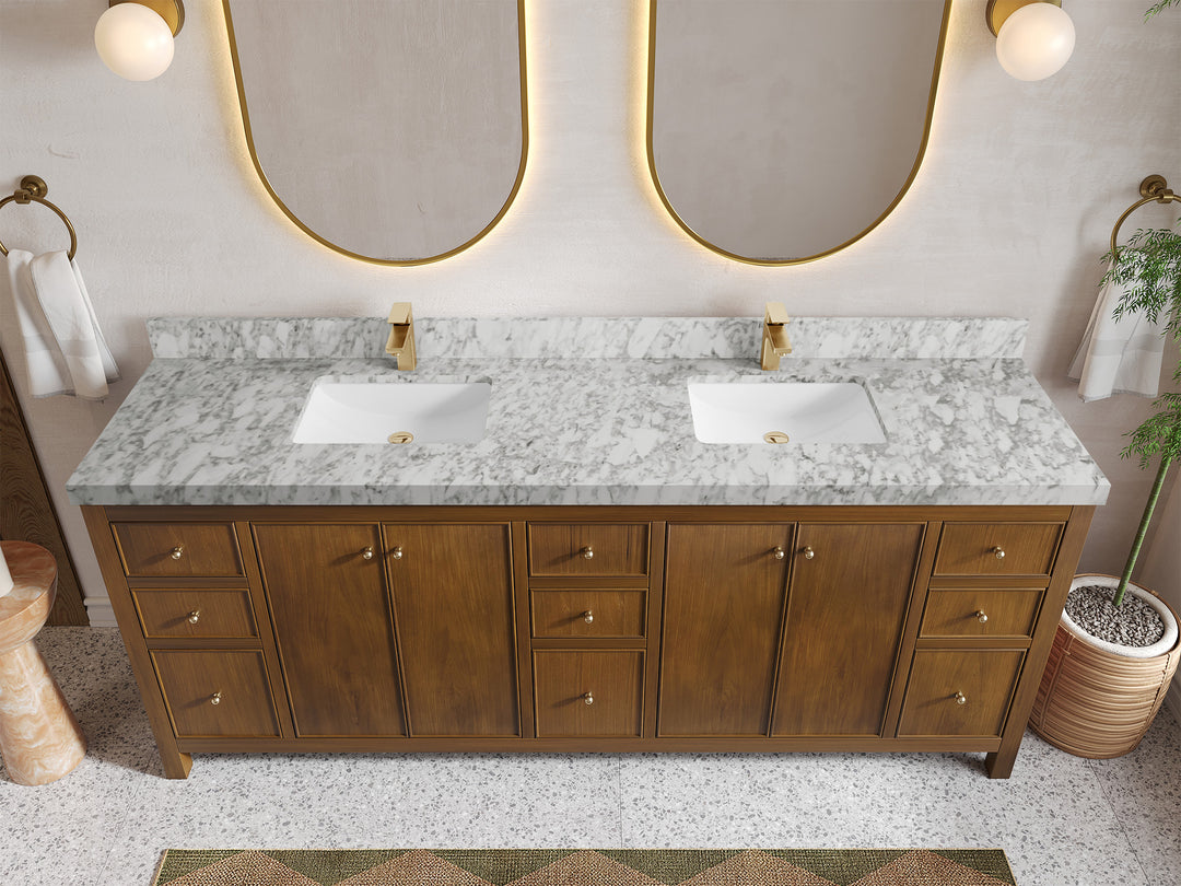 Chicago Teak 84 in. W x 22 in. D Double Sink Bathroom Vanity