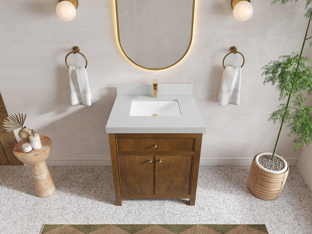 Chicago Teak 30 in. W x 22 in. D Single Sink Bathroom Vanity
