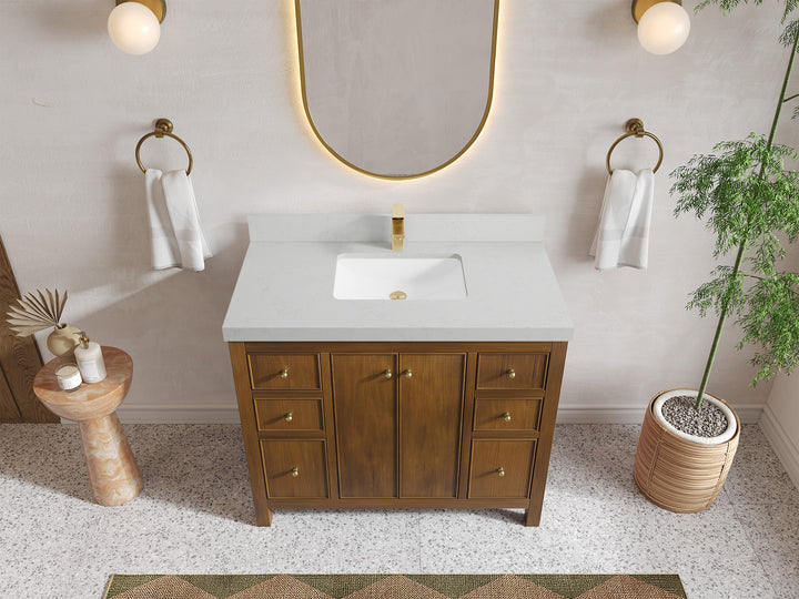 Chicago Teak 42 in. W x 22 in. D Single Sink Bathroom Vanity - photo 12