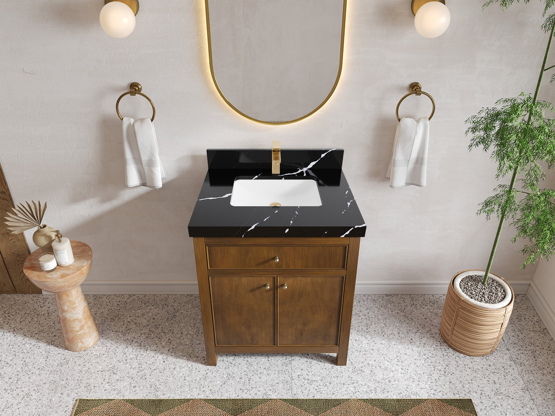 Chicago Teak 30 in. W x 22 in. D Single Sink Bathroom Vanity