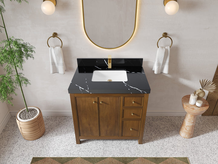 Chicago Teak 36 in. W x 22 in. D Center Sink Bathroom Vanity - photo 8