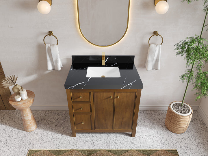Chicago Teak 36 in. W x 22 in. D Center Sink Bathroom Vanity - photo 8
