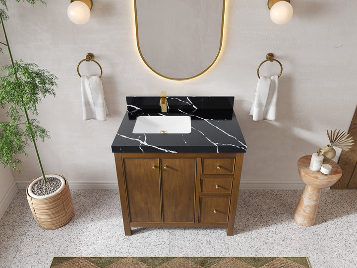 Chicago Teak 36 in. W x 22 in. D Left Offset Sink Bathroom Vanity - photo 8