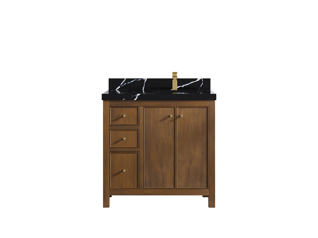 Chicago Teak 36 in. W x 22 in. D Right Offset Sink Bathroom Vanity