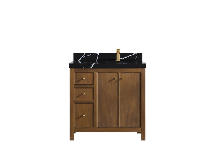Chicago Teak 36 in. W x 22 in. D Right Offset Sink Bathroom Vanity - photo 9