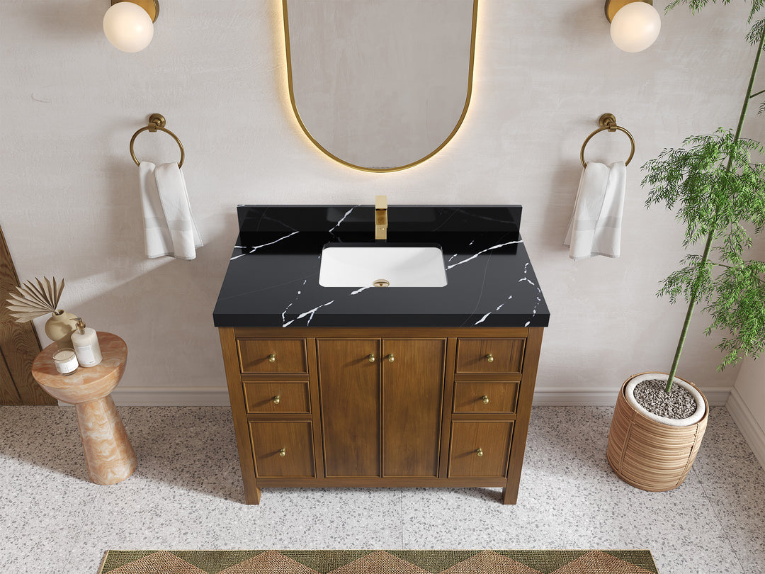 Chicago Teak 42 in. W x 22 in. D Single Sink Bathroom Vanity