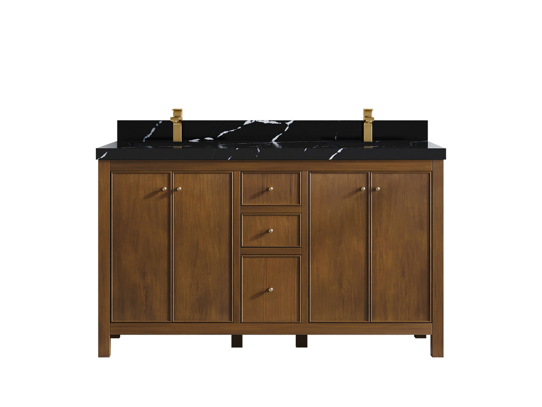 Chicago Teak 60 in. W x 22 in. D Double Sink Bathroom Vanity
