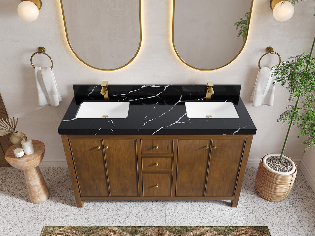 Chicago Teak 60 in. W x 22 in. D Double Sink Bathroom Vanity