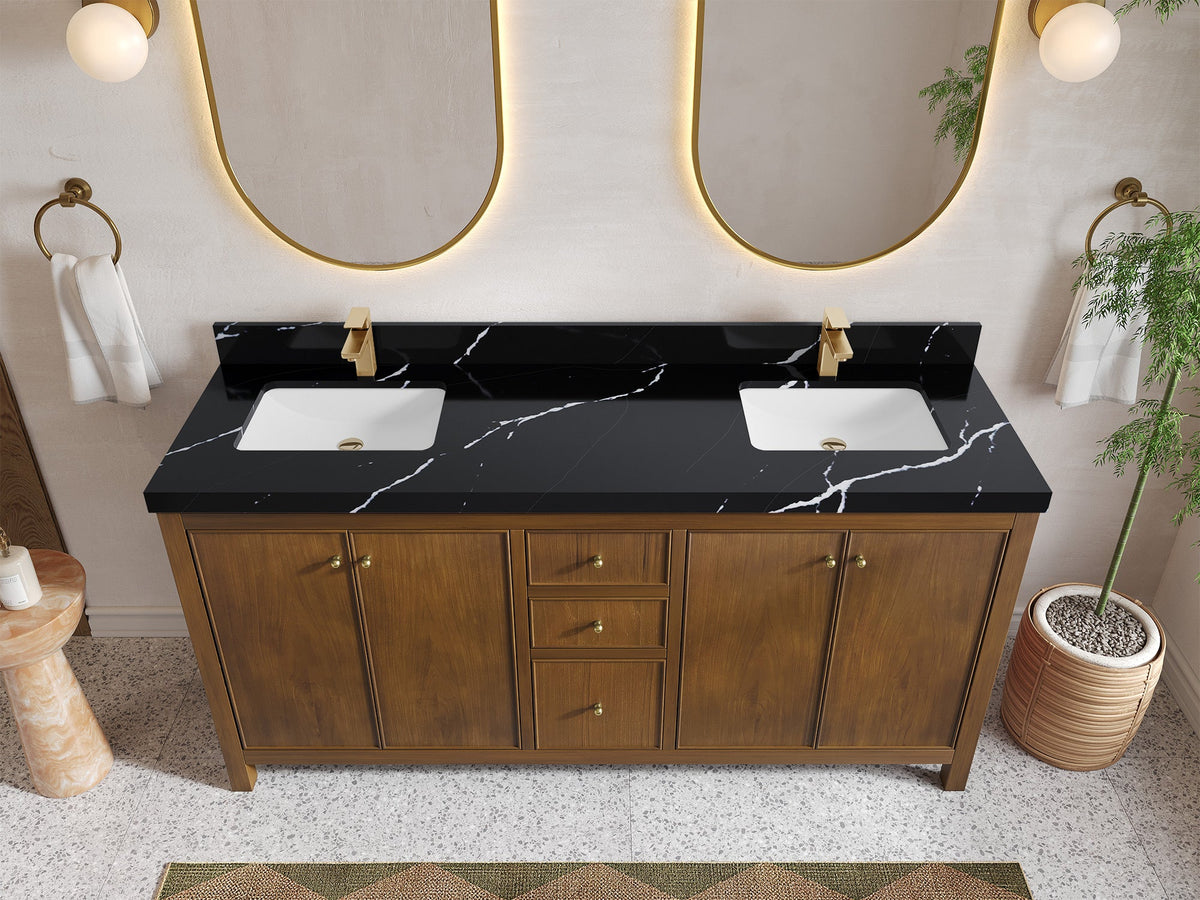 Chicago Teak 72 in. W x 22 in. D Double Sink Bathroom Vanity