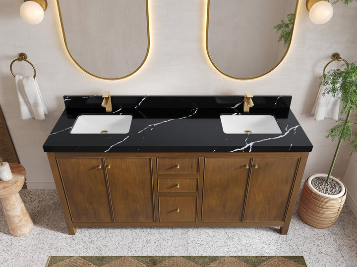 Chicago Teak 72 in. W x 22 in. D Double Sink Bathroom Vanity - photo 49