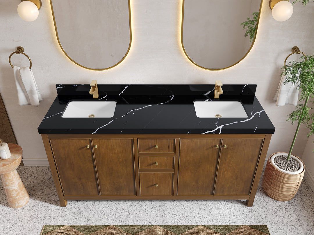 Chicago Teak 72 in. W x 22 in. D Double Sink Bathroom Vanity