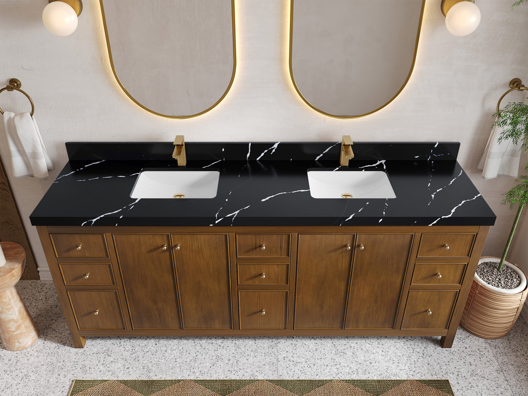 Chicago Teak 84 in. W x 22 in. D Double Sink Bathroom Vanity