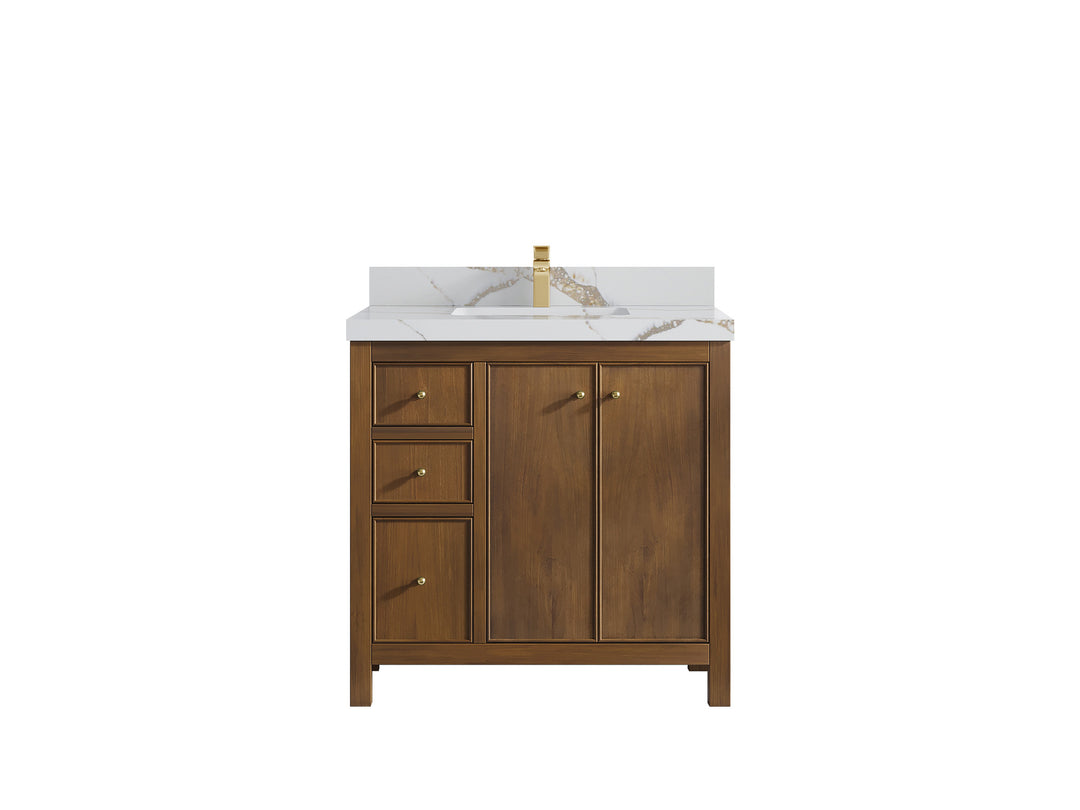 Chicago Teak 36 in. W x 22 in. D Center Sink Bathroom Vanity