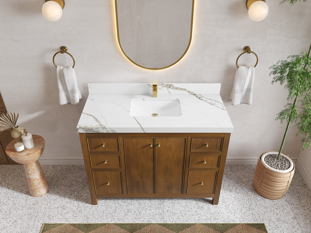 Chicago Teak 48 in. W x 22 in. D Single Sink Bathroom Vanity