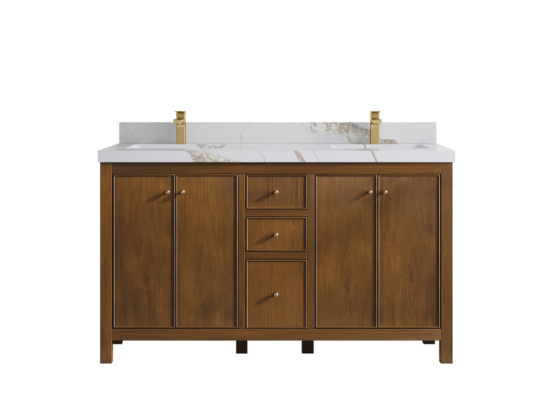 Chicago Teak 60 in. W x 22 in. D Double Sink Bathroom Vanity