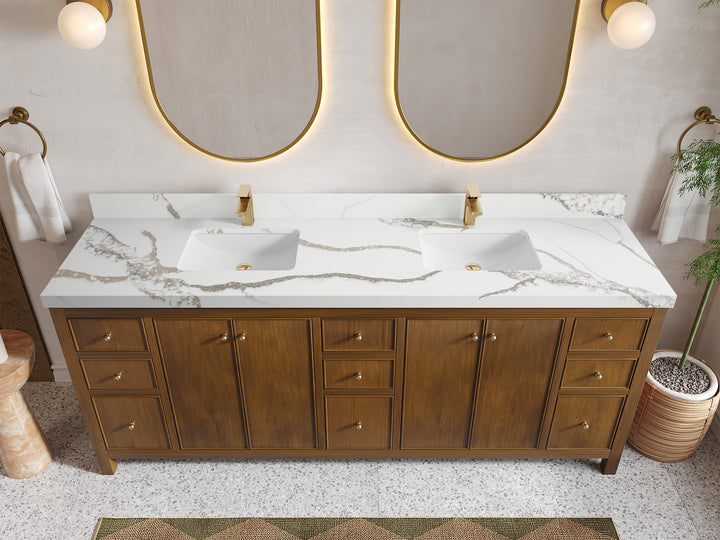 Chicago Teak 84 in. W x 22 in. D Double Sink Bathroom Vanity - photo 14
