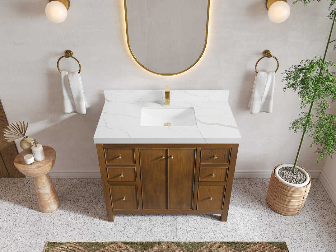 Chicago Teak 42 in. W x 22 in. D Single Sink Bathroom Vanity