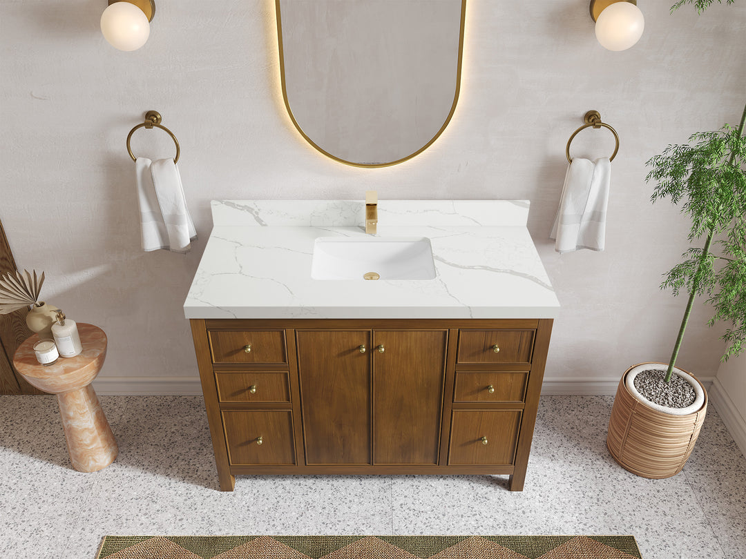 Chicago Teak 48 in. W x 22 in. D Single Sink Bathroom Vanity
