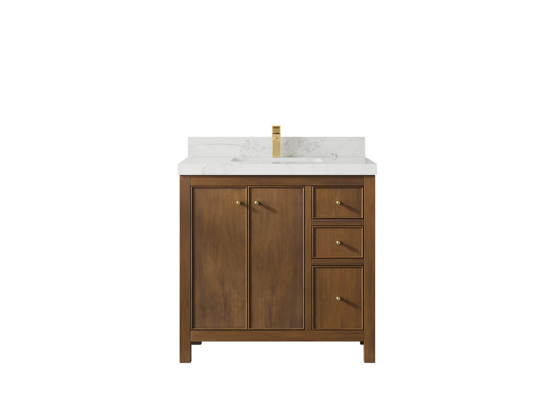 Chicago Teak 36 in. W x 22 in. D Center Sink Bathroom Vanity