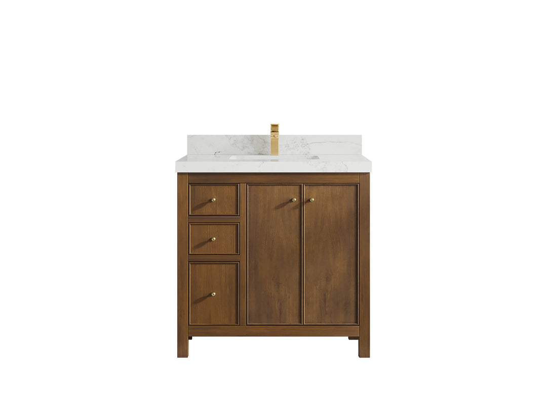 Chicago Teak 36 in. W x 22 in. D Center Sink Bathroom Vanity