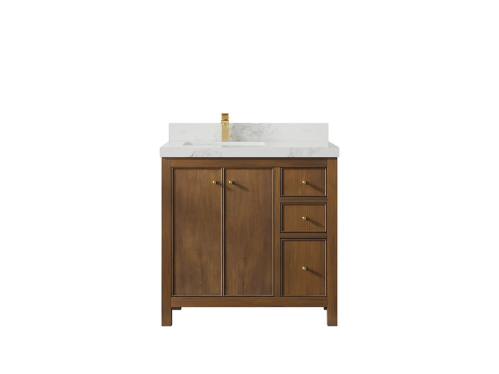Chicago Teak 36 in. W x 22 in. D Left Offset Sink Bathroom Vanity - photo 19