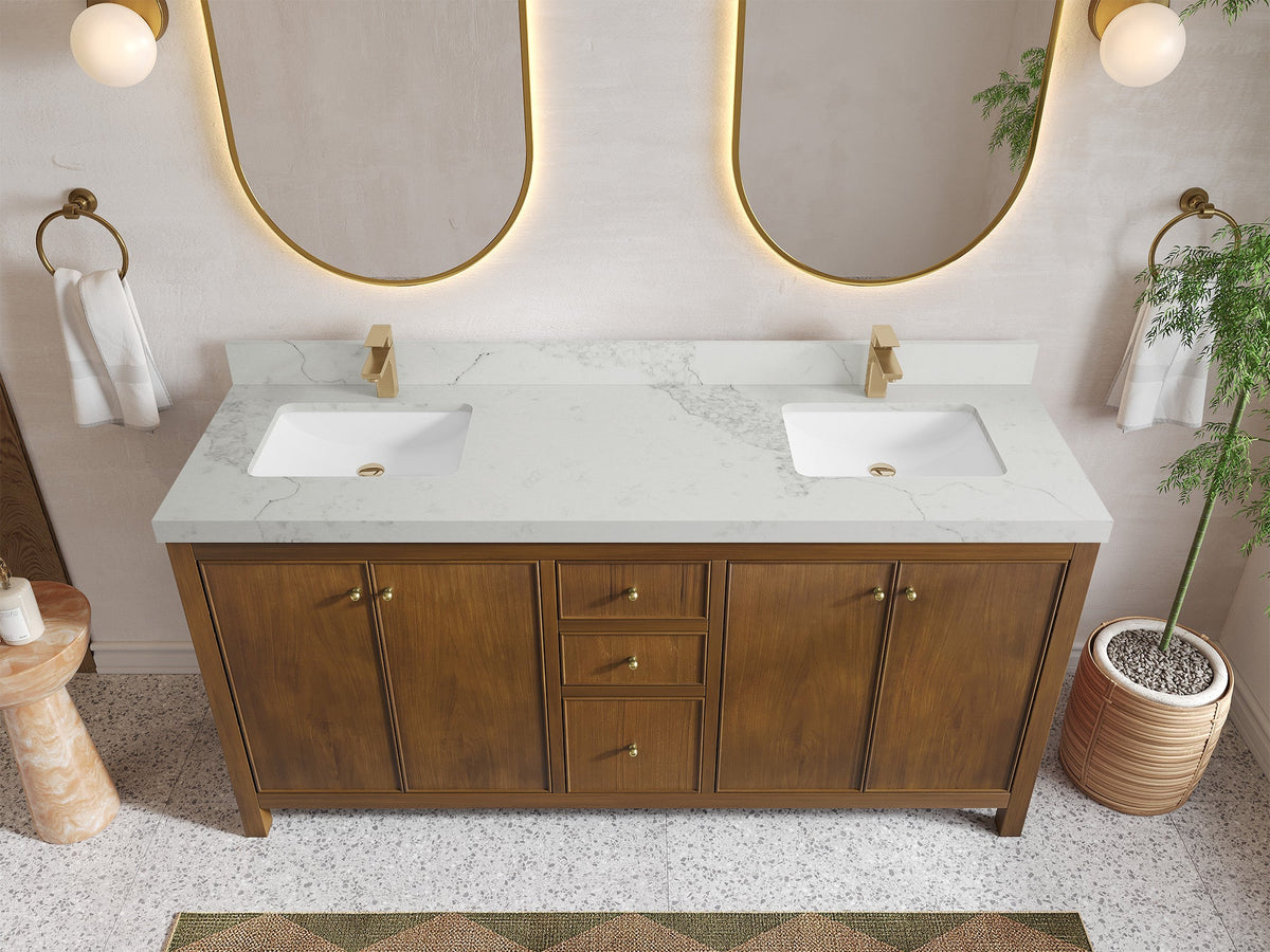 Chicago Teak 72 in. W x 22 in. D Double Sink Bathroom Vanity